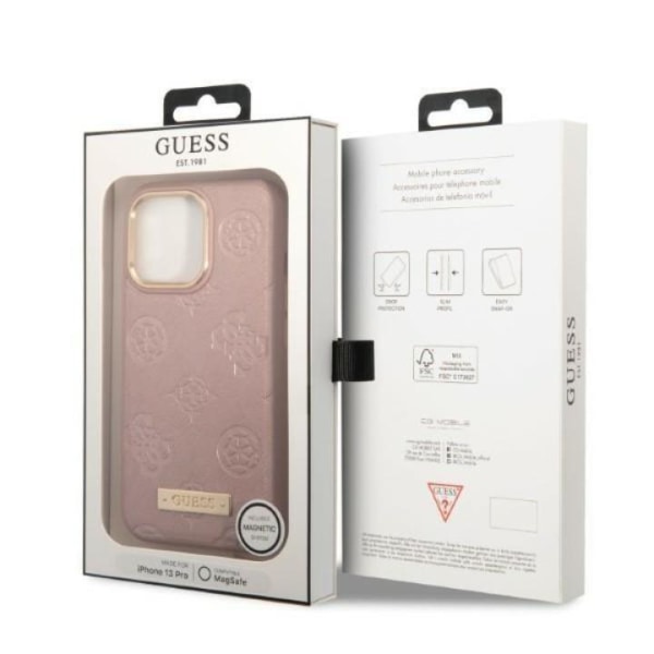 Guess iPhone 13 Pro Skal MagSafe Peony Logo Plate - Rosa