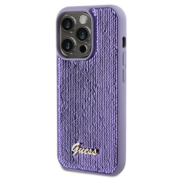 Guess telefontaske til iPhone 13 Pro/13 MagSafe Sequin Script Metal - Lilla