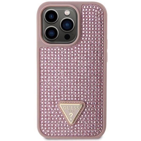 Guess Mobilskal till iPhone 14 Pro Rhinestone Triangle - Rosa