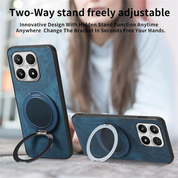 Mobilskal för Xiaomi 17 Retro Läder Rotating Kickstand Blå