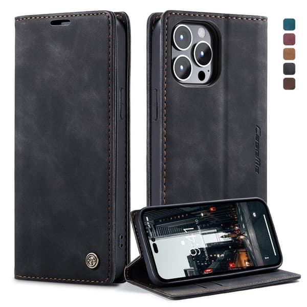 CASEME 013 Flip Plånboksfodral iPhone 14 Pro Max 6.7 tum - Svart