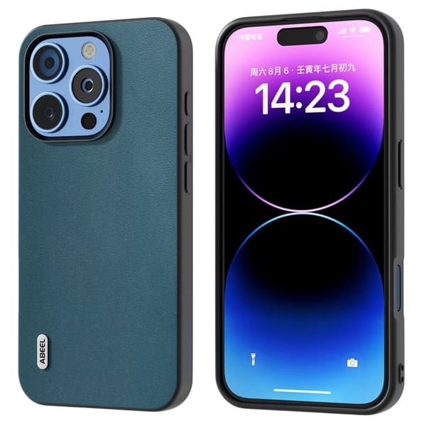 ABEEL Mobilskal till iPhone 16 Pro Äkta Läder + PC + TPU Skydd - Grön