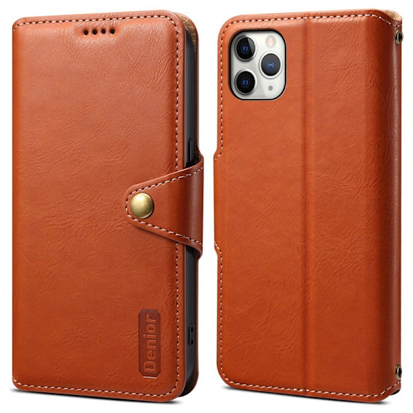 DENIOR iPhone 11 Pro Max Plånboksfodral Konstläder Brun