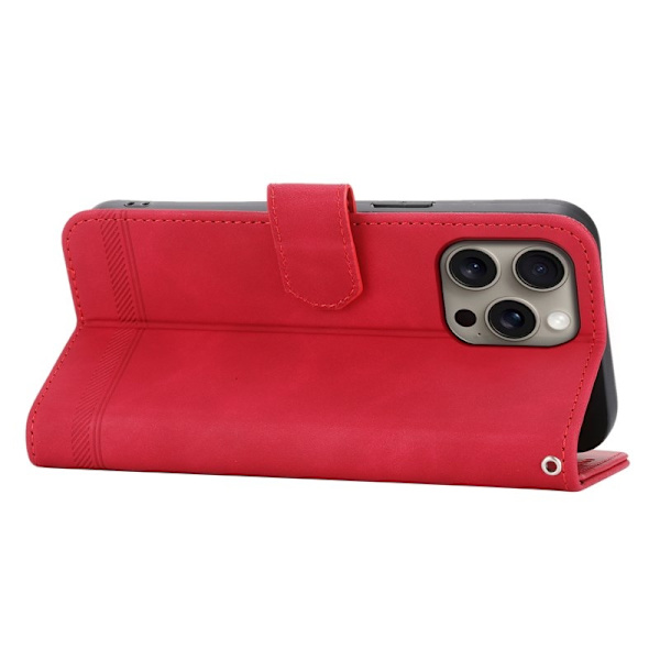 DIERFENG DF-03 iPhone 16 Pro Max Plånboksfodral Konstläder - Röd