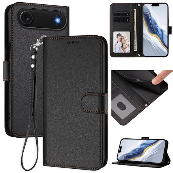 iPhone Air Plånboksfodral Läder med Handledsrem Svart