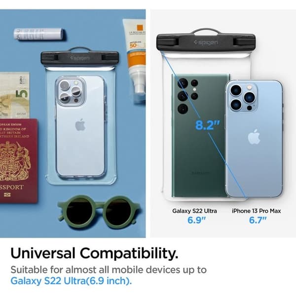 Spigen Universala Vattentät Mobilväskor A601 - Crystal Clear Transparent