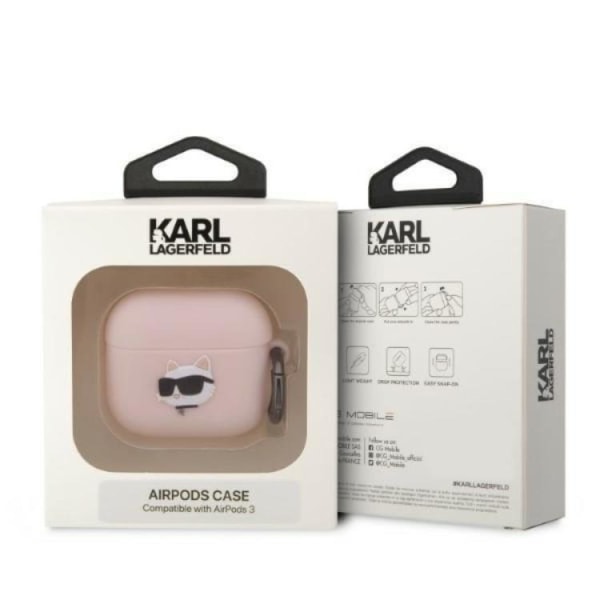 Karl Lagerfeld AirPods 3 Skal Silicone Choupette Head 3D - Rosa