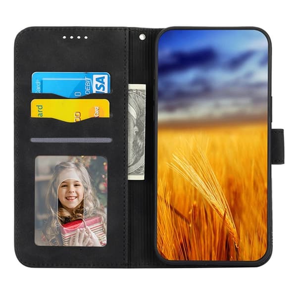DIERFENG DF-03 Plånboksfodral för iPhone 13 6.1 tum - Konstläder - Svart