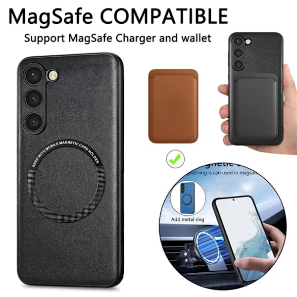 Galaxy S23 Plus Mobilskal Magsafe PU-Läder - Blå
