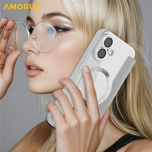 AMORUS iPhone 17 Plånboksfodral MagSafe RFID-Skydd - Titangrå Grå