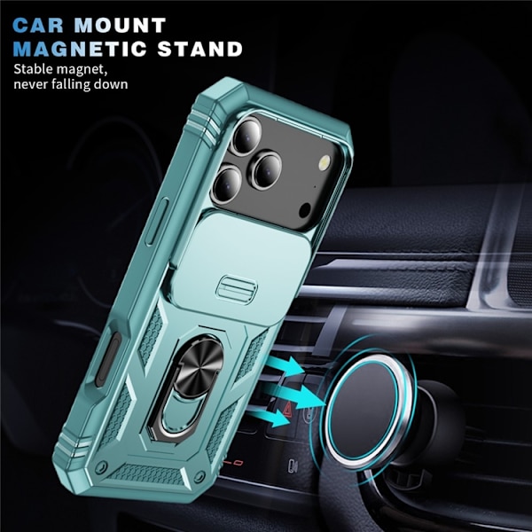 Mobilskal till iPhone 17 Pro Slide Camshield Kickstand - Grön Grön