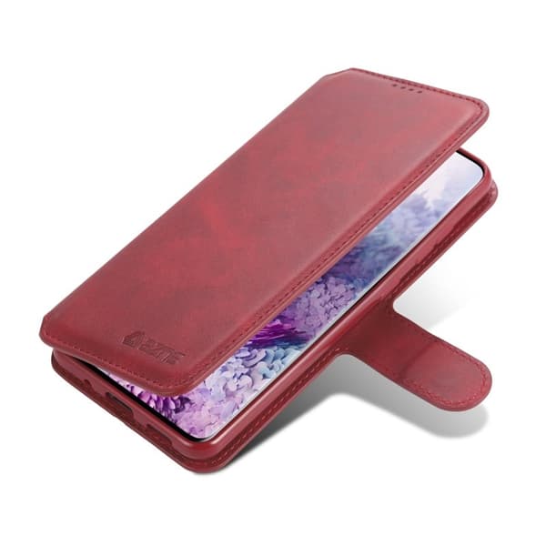AZNS Leather Stand Konstläder Plånboksfodral för Samsung Galaxy S20 FE - Röd