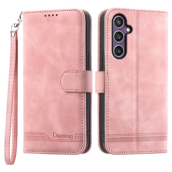 DIERFENG DF-03 Samsung Galaxy S25 Plånboksfodral Konstläder - Rosa