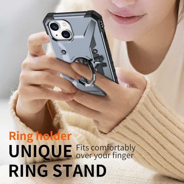 iPhone 14 -kuori rengaskannattimella Armor - Musta Black