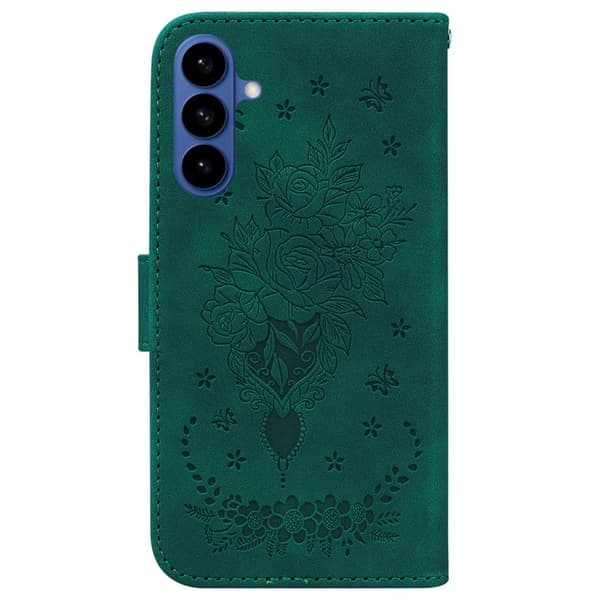 Samsung Galaxy S26 / S26 Pro Plånboksfodral Konstläder Butterfly Blomma - Grön
