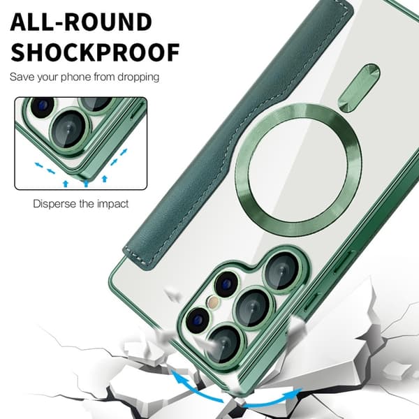 Galaxy S25 Ultra Plånboksfodral MagSafe RFID-Skydd  - Grön Grön