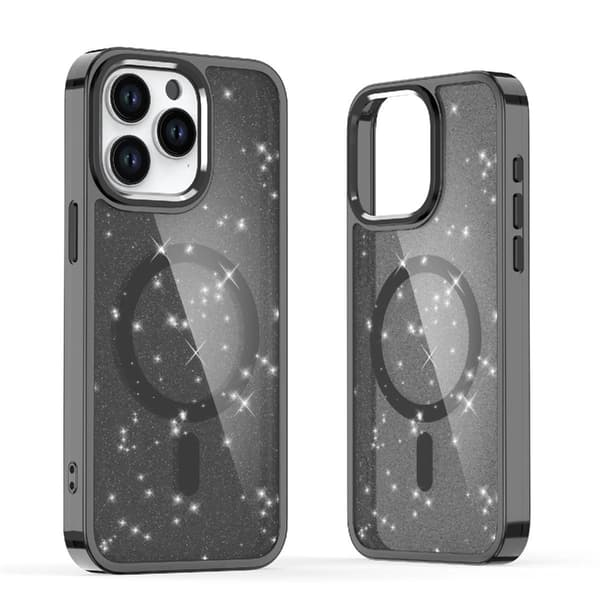 Telefontaske til iPhone 16 Pro Max Magsafe Glitter - Sort Black