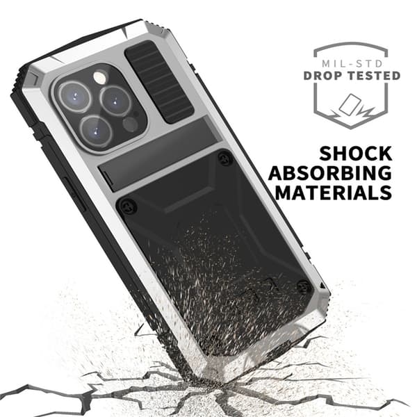 R-JUST Mobilskal till iPhone 15 Pro med Härdat Glas - Silver Silver
