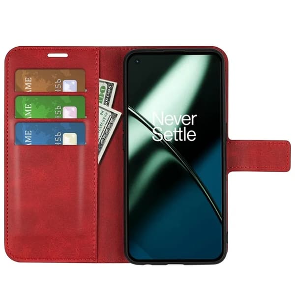 OnePlus 11 5G Plånboksfodral Calf Texture Flip - Röd Röd