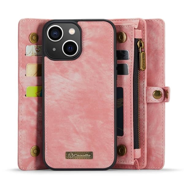CASEME 008 Series iPhone 13 mini Plånboksfodral 2 i 1 Rosa