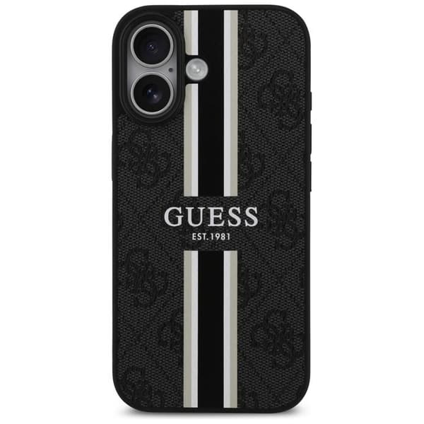 Guess telefontaske til iPhone 17 MagSafe 4G trykte striber - sort Svart