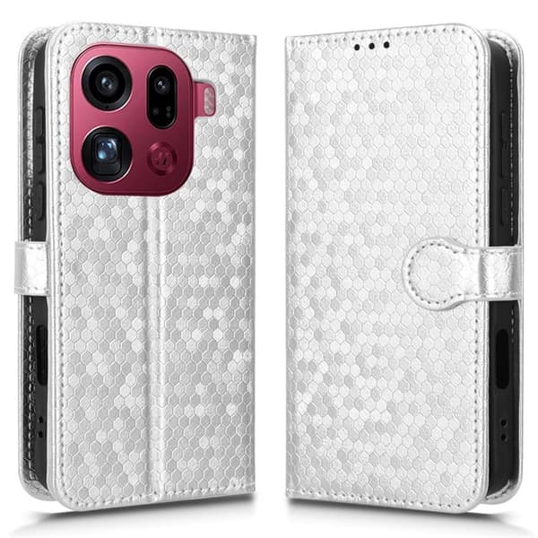 Oppo Find X9 Pro 5G Plånboksfodral Konstläder Med Handledsrem - Silver