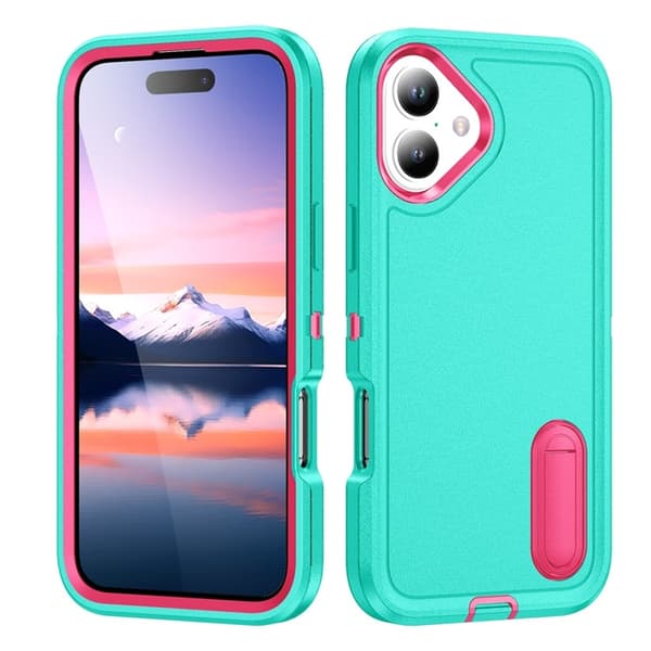 Mobilskal till iPhone 17 Kickstand Silikon - ljusgrön/Rosa Rosa
