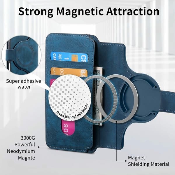 CASENEO MW-03 iPhone Air Plånboksfodral Konstläder - Blå