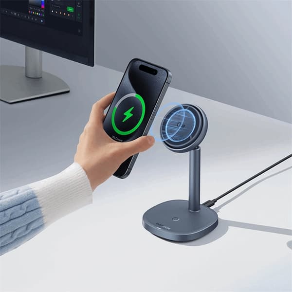 Baseus Qi2 20W MagSafe Trådlös Laddare 2-i-1 Orbit 2 Pro Grå