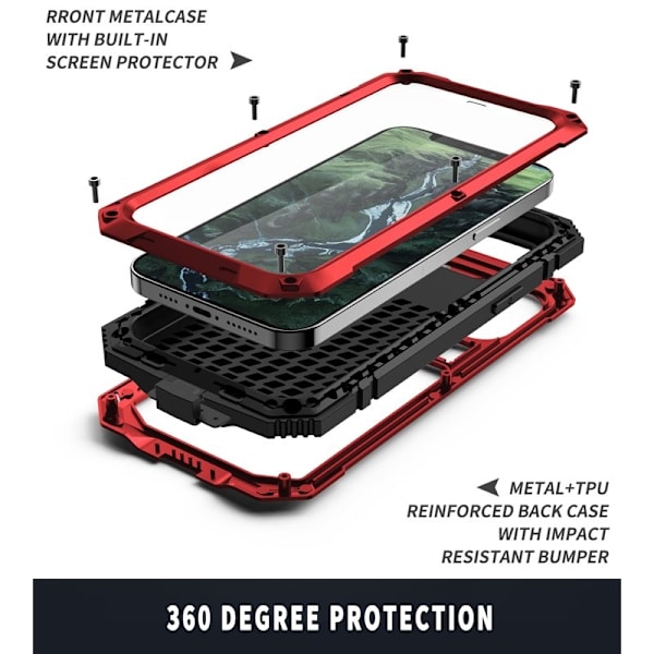 R-JUST Mobilskal till iPhone 12 Pro Max Shockproof Röd Dustproof Waterproof