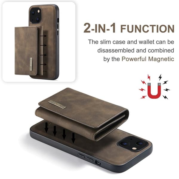 DG.MING M1 Series Mobilskal till iPhone 14 Plus 2-i-1 Magnetiskt Brun