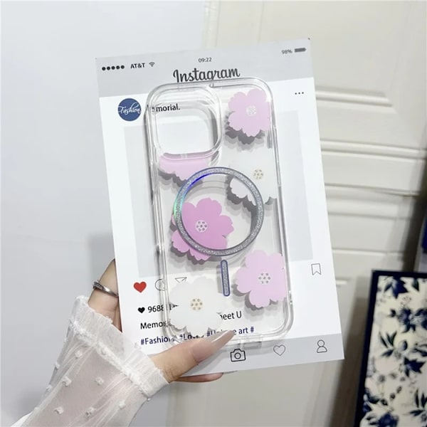 Mobilskal till iPhone 16 Pro Max MagSafe Laser Floral Rosa