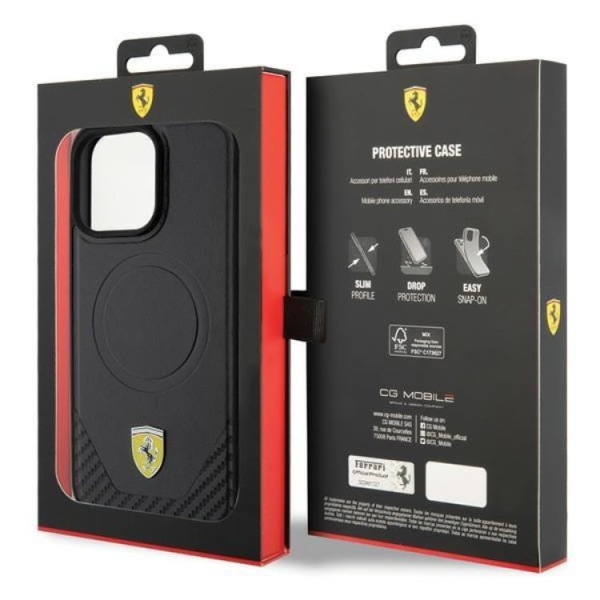 Ferrari iPhone 15 Pro Max Mobilskal Magsafe Carbon Metal Logo