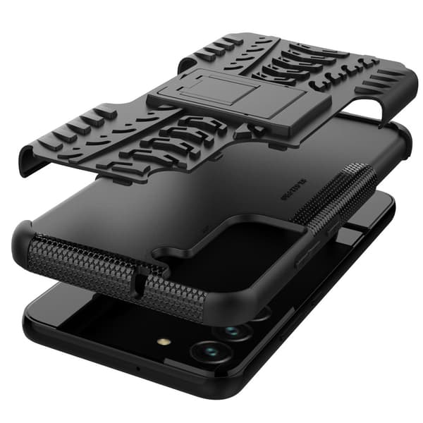 Tire Texture Kickstand Cover Galaxy S22 Plus 5G - Sort Black