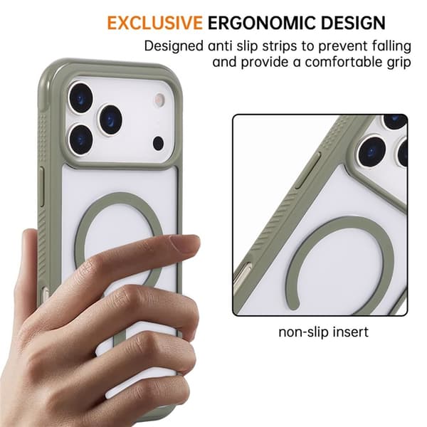 Mobilskal till iPhone 17 Pro MagSafe TPU+PC Transparent - Armégrön Grön