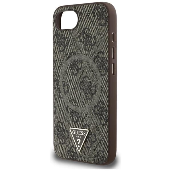 Guess Mobilskal till iPhone 16e MagSafe 4G Ring Triangle Logo Brun
