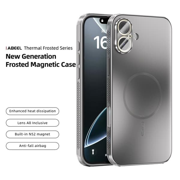 ABEEL Mobilskal till iPhone 16 Plus Magnetiskt TPU PC Kyl Matte Grå