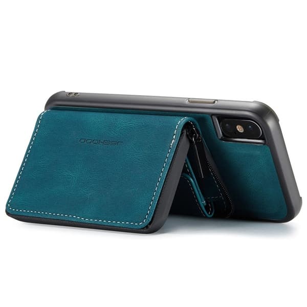 JEEHOOD Mobilskal till iPhone XS Max Detachable Zipper Wallet Blå