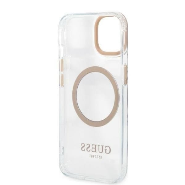 Guess iPhone 13 Cover Magsafe Metal Outline - Guld Guld