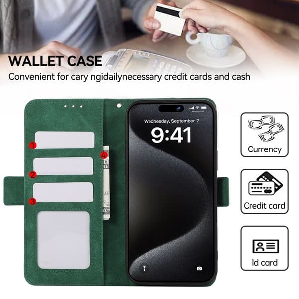 ABEEL Mobilskal till iPhone 16 Pro Max Magnetiskt RFID-Skydd Konstläder Grön