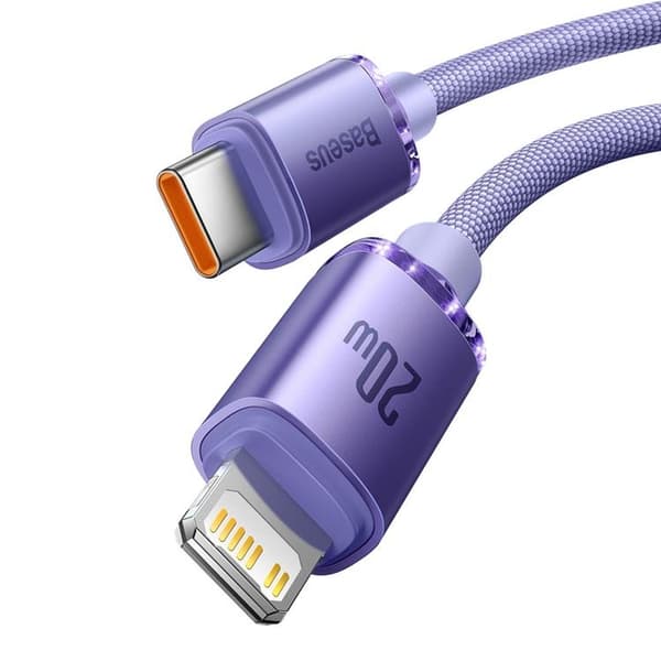 Baseus Crystal USB-C til Lightning-kabel 20W 2m - Lilla Lila