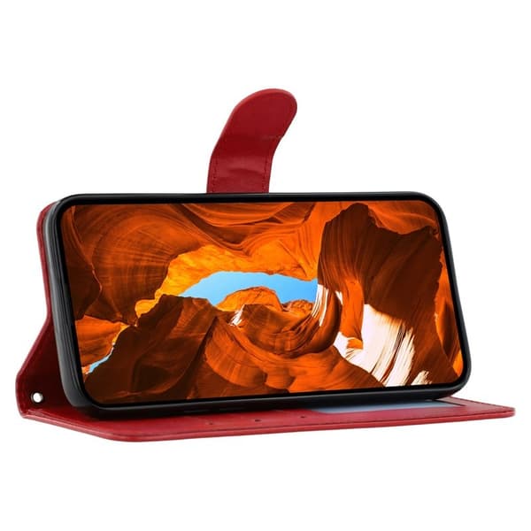Samsung Galaxy S26 Plus Plånboksfodral Konstläder Flip med Rem - Röd