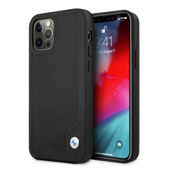 BMW Læder Deboss Skal iPhone 12 / 12 Pro - Sort Black