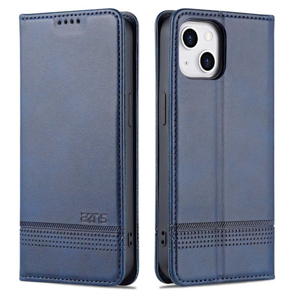 AZNS iPhone 14 Plånboksfodral Konstläder - Skyddande Folio - Blå