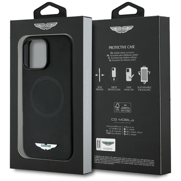 Aston Martin Telefontaske til iPhone 16 Pro MagSafe HC FW Logo - Sort Black