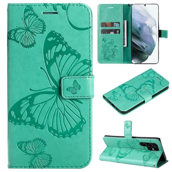 Butterfly Imprinted Cover Galaxy S22 Plus - Grøn Green