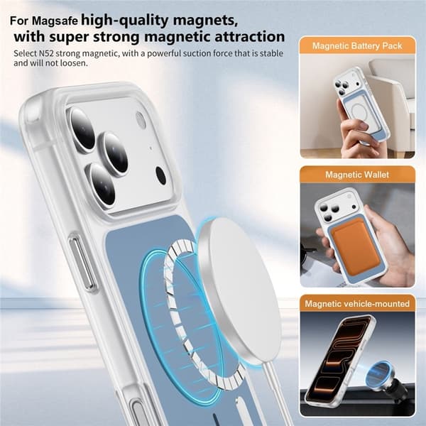 Mobilskal till iPhone 17 Pro Max MagSafe Skin Touch TPU PC - Blå Blå