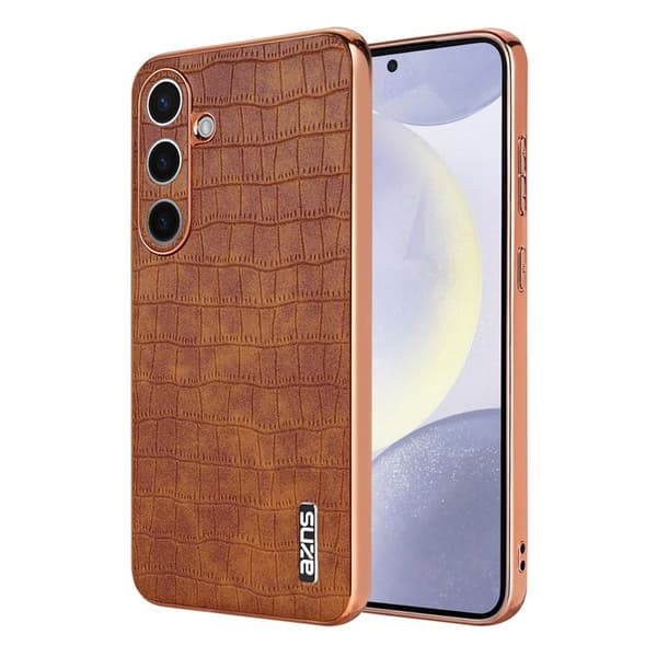 AZNS Mobilskal för Samsung Galaxy S26 Plus PU + TPU Krokodiltextur - Brun