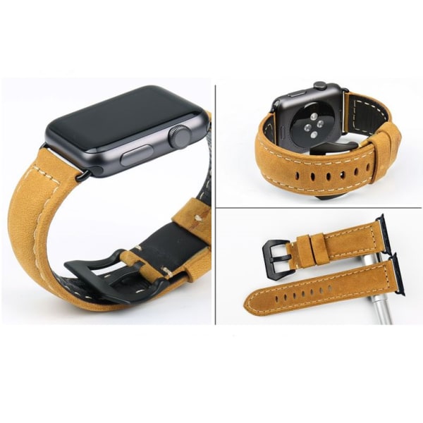 Watchband i äkta läder till Apple Watch 42mm - LjusBrun