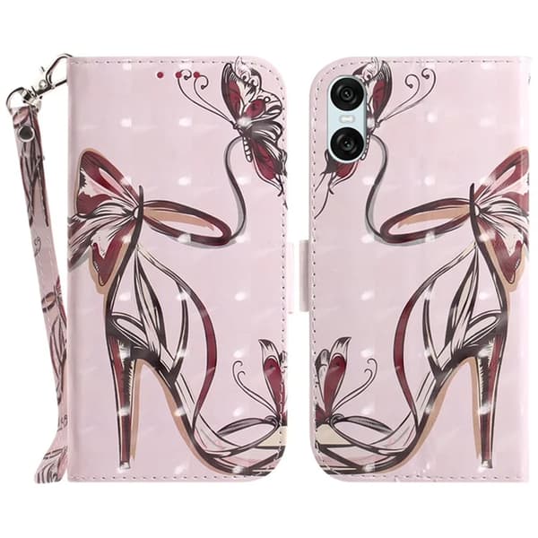 Sony Xperia 10 VI Konstläder Plånboksfodral 3D Pattern - Butterfly Rosa